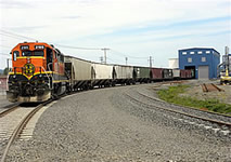A photo of a grain transport train.